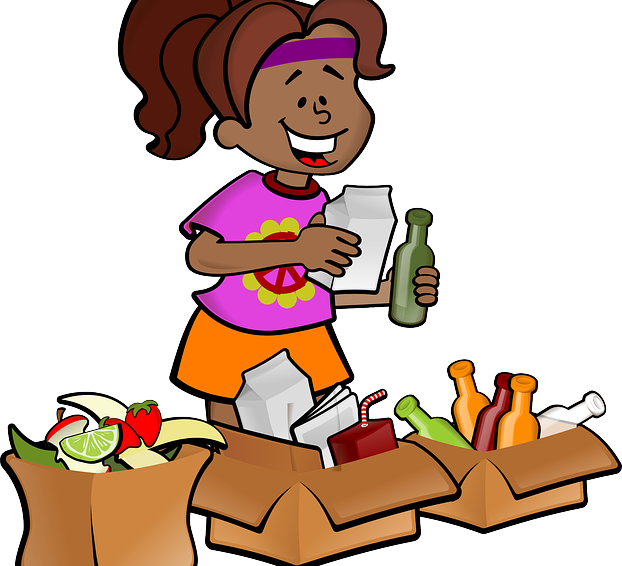 Children Help Recycle Clipart (622x566), Png Download
