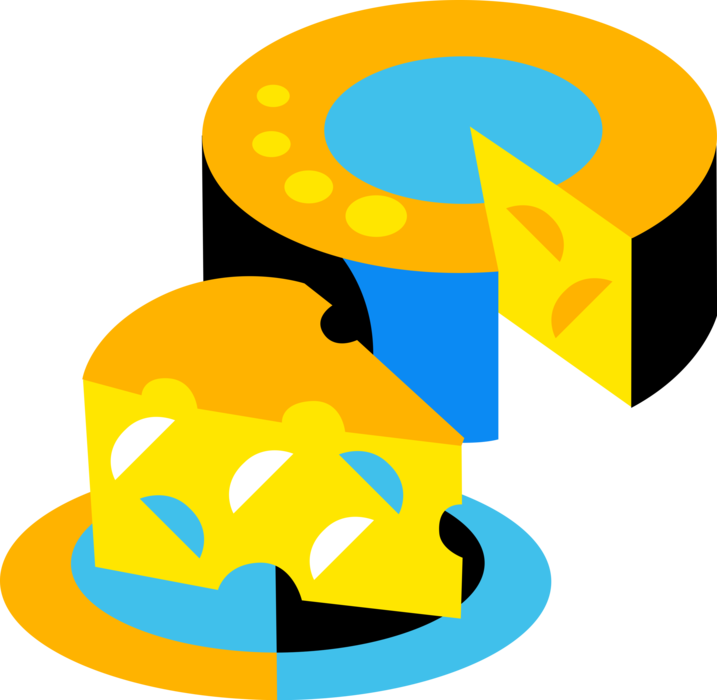 Vector Illustration Of Dairy Milk Cheese Wheel And Clipart (717x700), Png Download