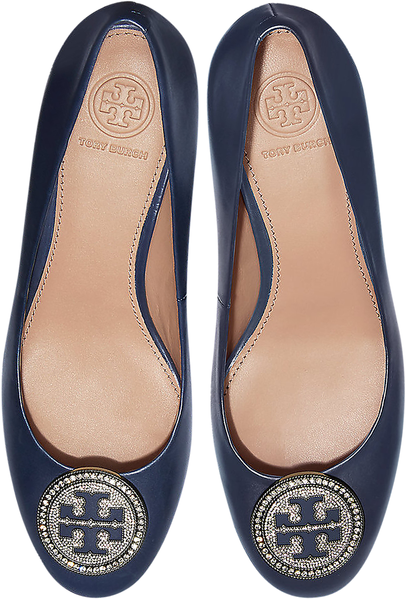 Tory Burch Perfect Navy Nappa Leather 45mm Liana Pumps Clipart (1560x1195), Png Download