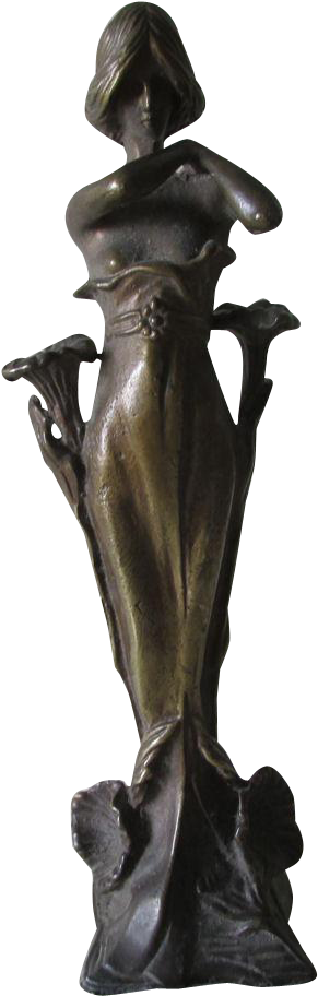 Antique Art Nouveau Bronze Sculpture Nude Lady With Clipart (911x911), Png Download