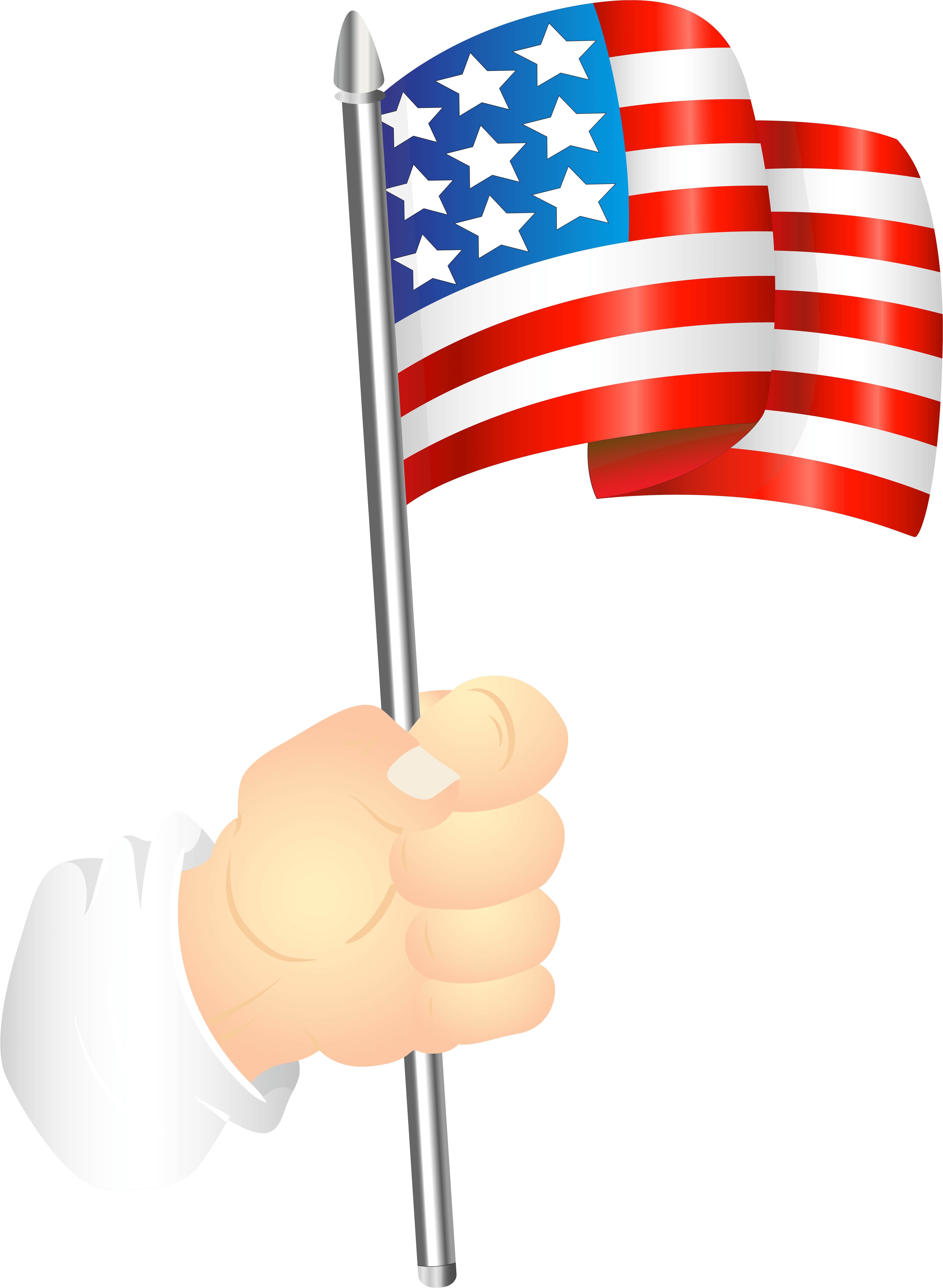 American Flag Clip Art Free, Hand With An American - Png Download (5848x8000), Png Download
