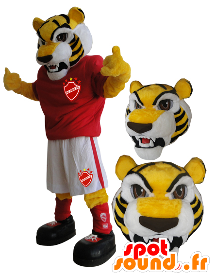 Yellow Tiger Mascot In Sportswear Clipart (600x600), Png Download
