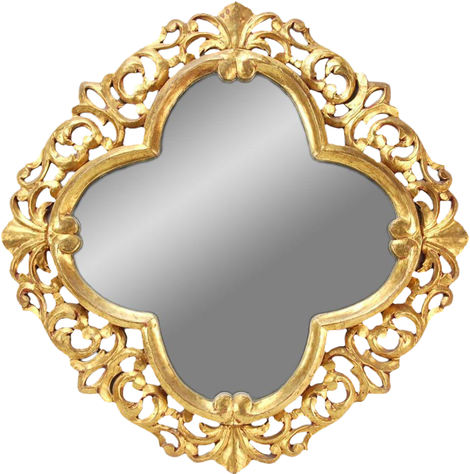 Vintage Continental Gilt Wood Carved Pierced Quatrefoil Clipart (957x957), Png Download