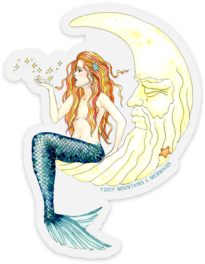 Big Dipper Mermaid In The Moon Sticker Clipart (1060x570), Png Download