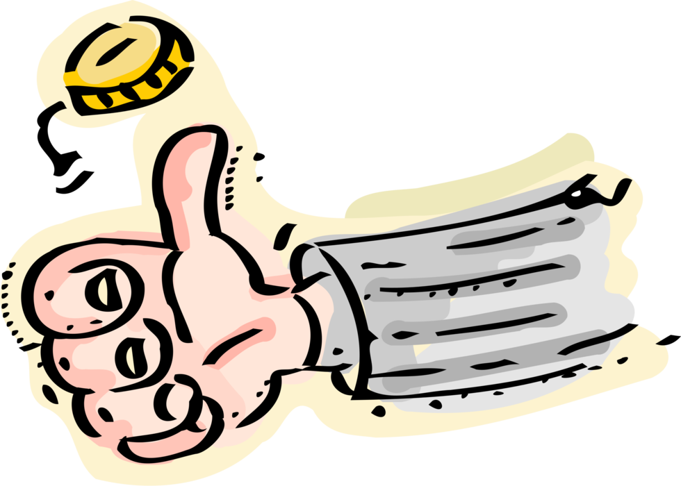 Vector Illustration Of Decision Making Hand Flipping Clipart (980x700), Png Download