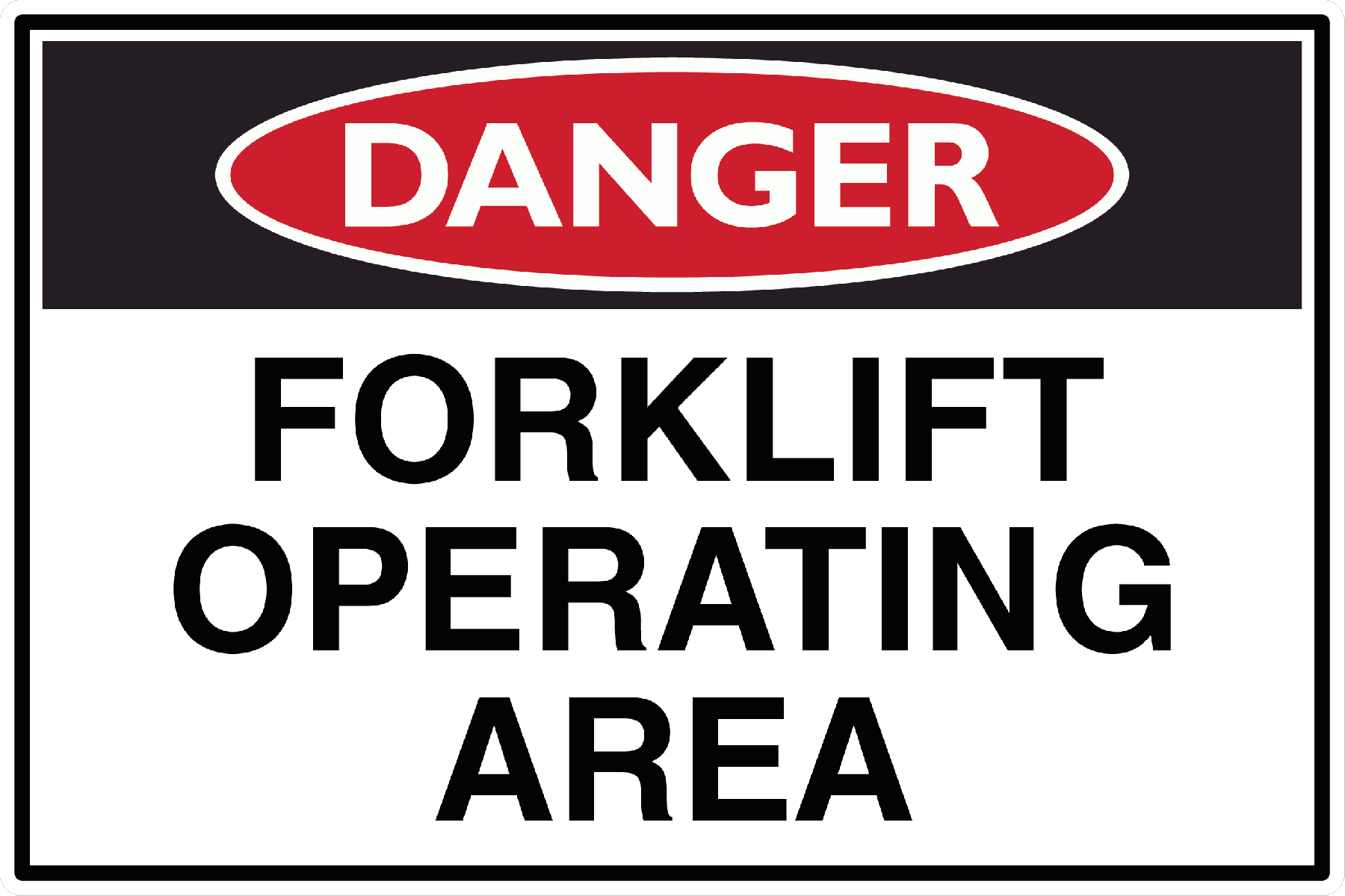 Forklift Operating Area Danger Sign Clipart (1800x1200), Png Download