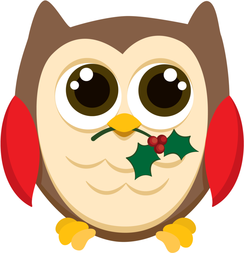 Imágenes De Búhos De Navidad Clipart (866x900), Png Download