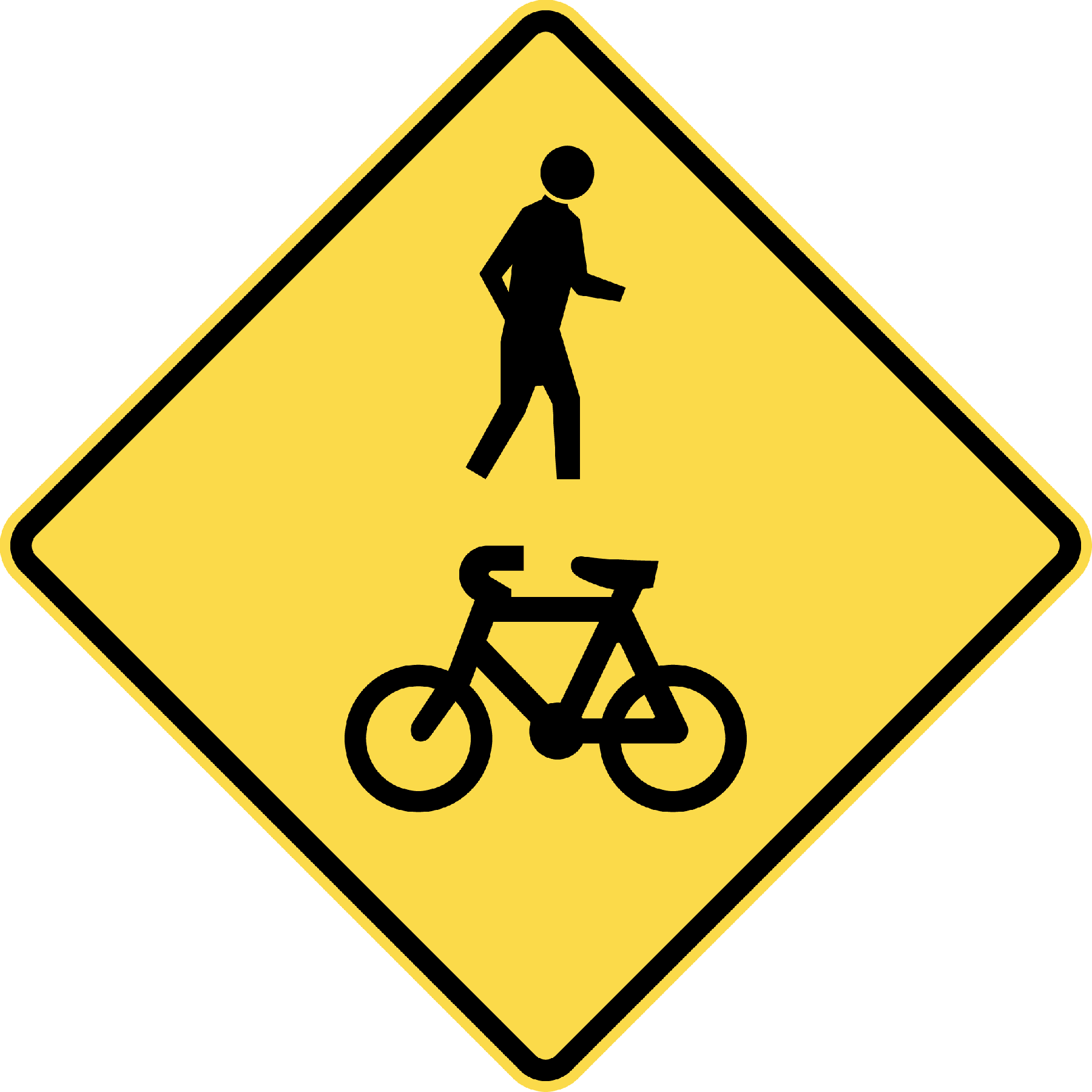 W6-9 Pedestrian Bicycle Symbolic Clipart (1800x1800), Png Download
