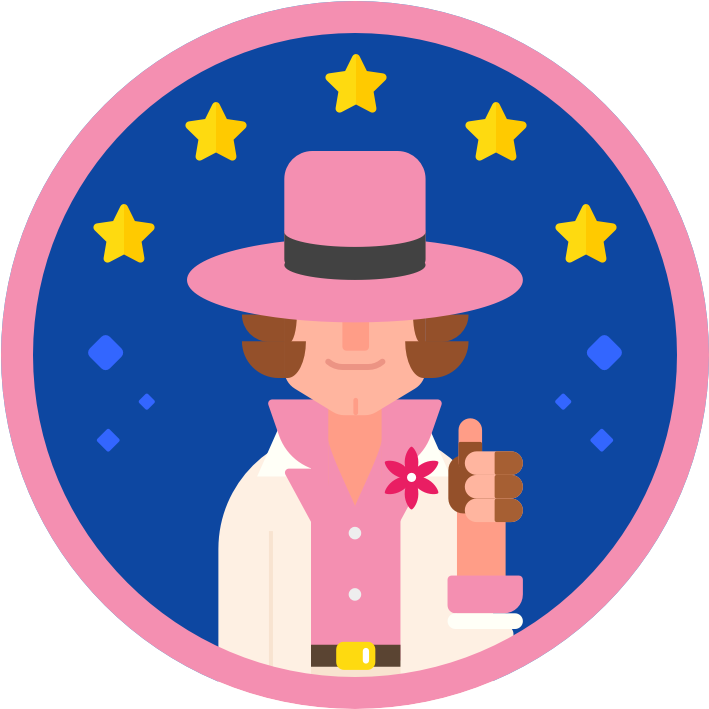 Tracker Jack Patch Sticker Minimal Character Pink Blue Clipart (944x708), Png Download