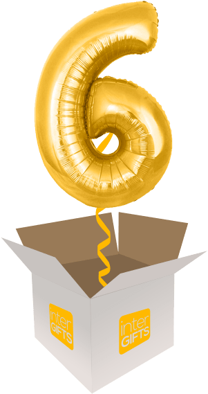 34″ Number 6 Gold Megaloon Clipart (568x568), Png Download