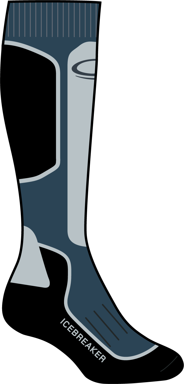 Icebreaker Mens Ski Light Otc Oil/black/silver Clipart (704x1467), Png Download