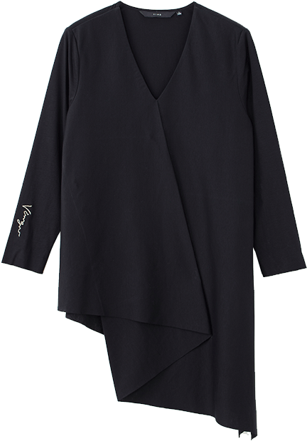 Ving Personality Irregular Hem Black Blouses Elegant Clipart (800x800), Png Download