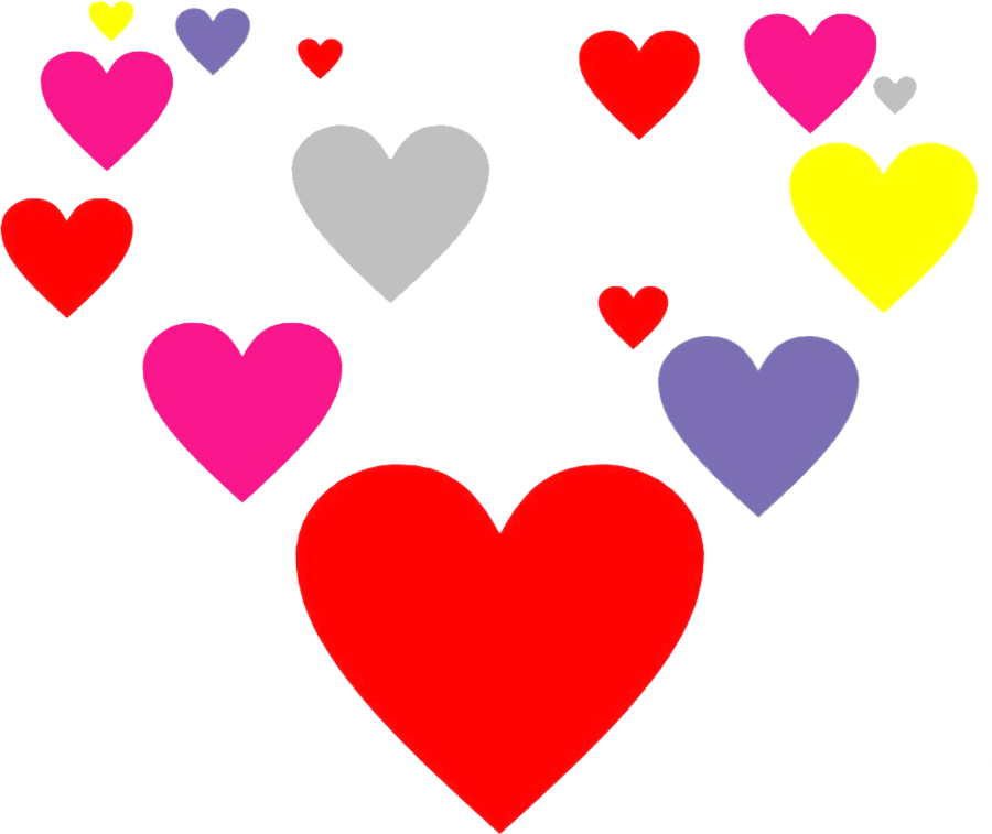 Floating Hearts Of Color Clipart (900x757), Png Download