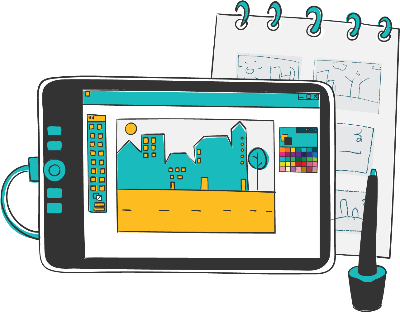 Illustrations The Final Sketches Become Illustrations Clipart (1287x1031), Png Download