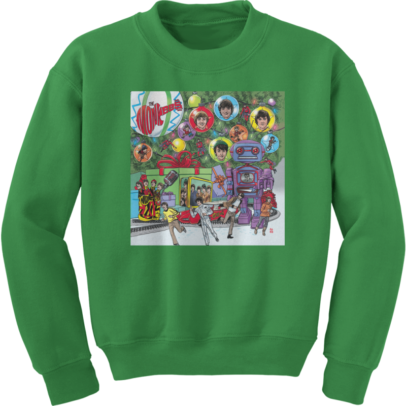 Monkees Christmas Party Sweatshirt Green Clipart (800x800), Png Download
