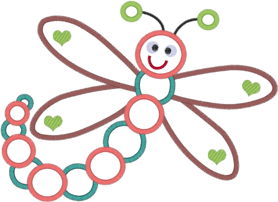Spring Babies Dragonfly Applique Clipart (567x567), Png Download