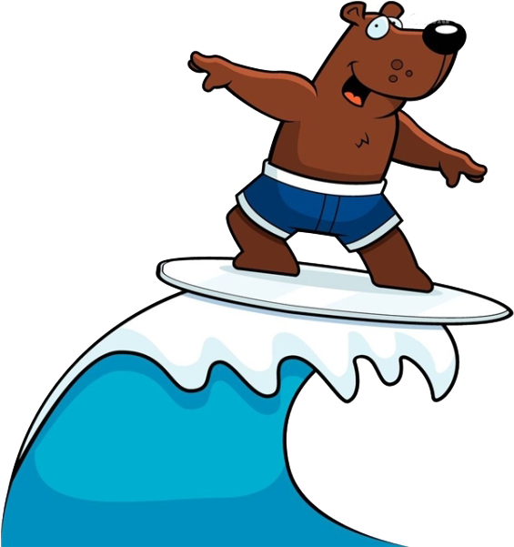 Bear Surfing Royalty Free Art Black Royaltyfree Clipart (600x600), Png Download