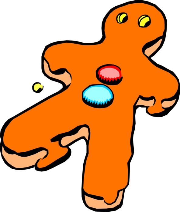 Vector Illustration Of Baked Goods Gingerbread Man Clipart (592x700), Png Download