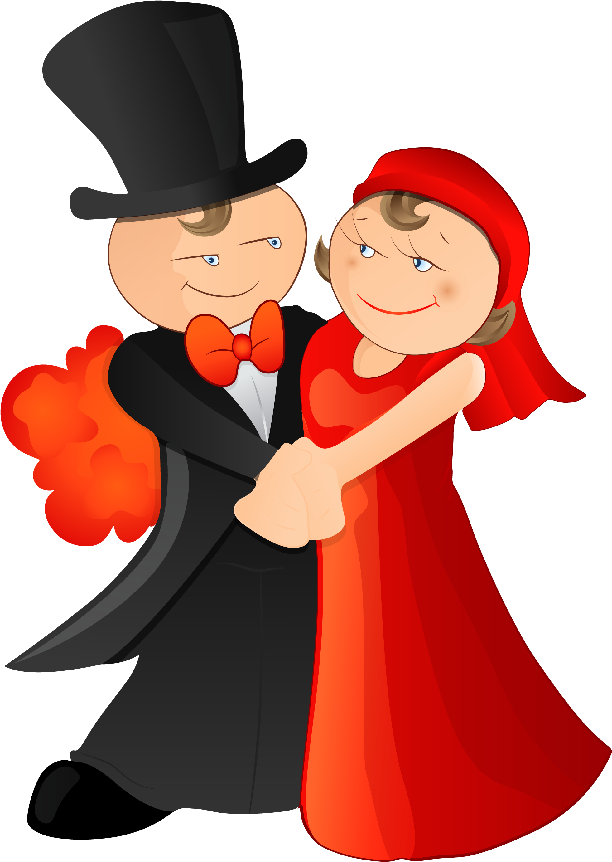 Cartoon Marriage Illustration The Bride And Dancing Clipart (3219x2762), Png Download
