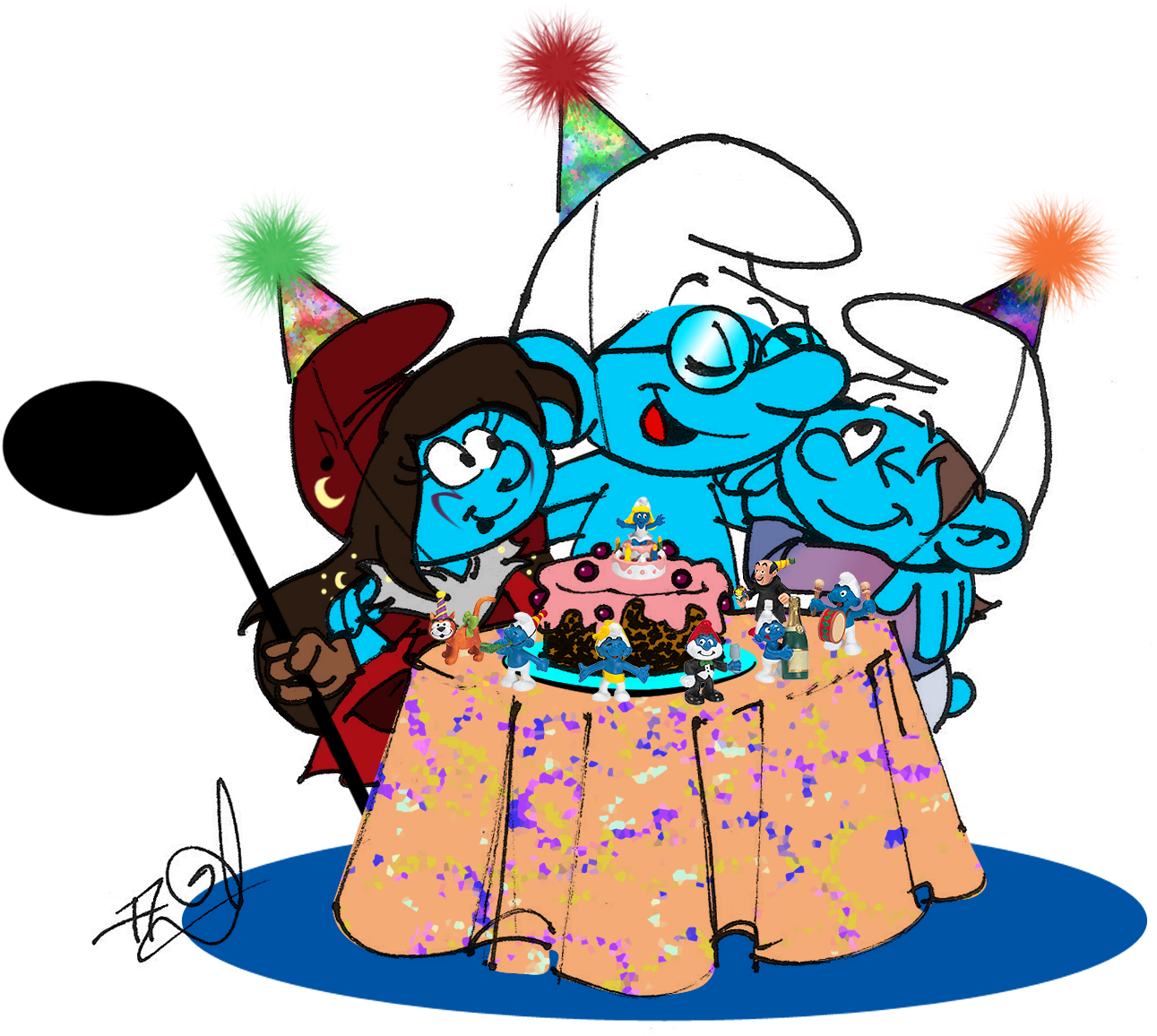 Happysmurfday, Teensmurffreak Clipart (1382x1186), Png Download