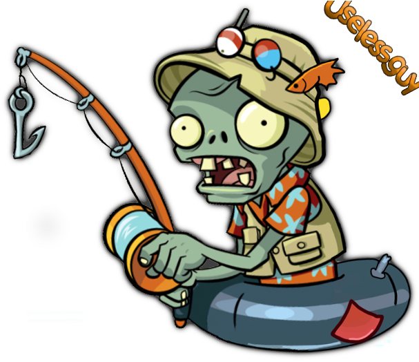 The Fisherman Zombie Wears A Light Green Colored Hat Clipart (606x539), Png Download