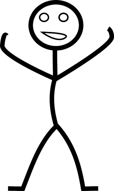 Download Stick Figure Raising Hands Happy Png Images Clipart (480x807), Png Download