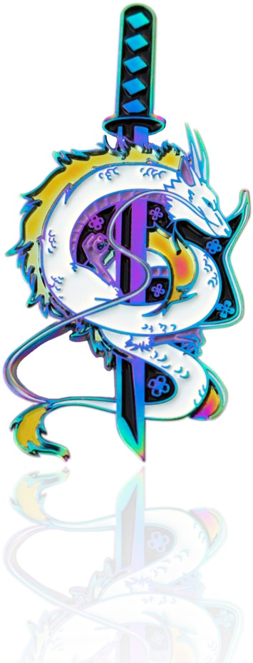 Anodized Haku Katana Studio Samurai Pin Clipart (819x1024), Png Download