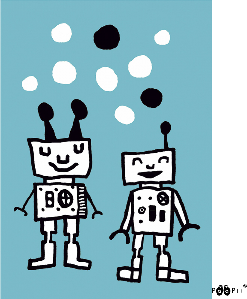 Postcard, Happy Robots Clipart (1000x1000), Png Download