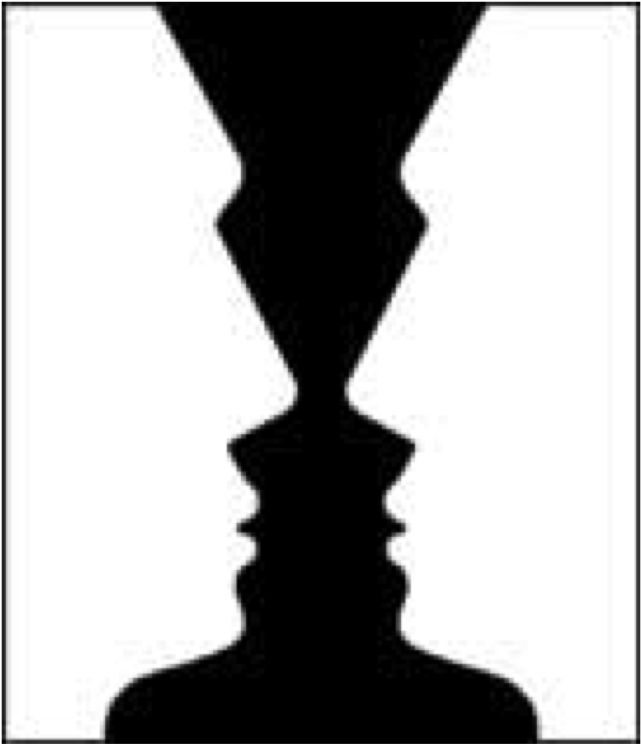 A Vase Or 2 Facial Profiles Looking At Each Other (white) Clipart (1350x743), Png Download