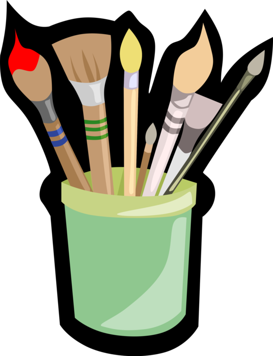 Vector Illustration Of Visual Fine Arts Artist's Paintbrushes Clipart (536x700), Png Download