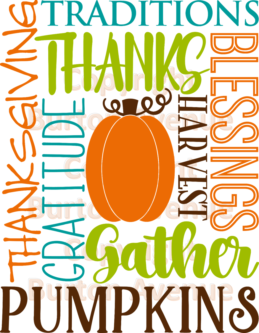 Thanksgiving Subway Art Clipart (875x1125), Png Download