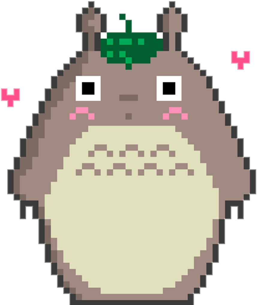 Totoro Pixel Girl Studioghibli Kawaii Kawai Tumblr Clipart (1024x1024), Png Download