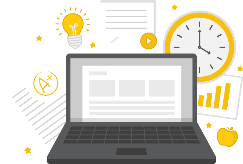 A Laptop Computer Surrounded By Various Charts, Graded Clipart (783x525), Png Download