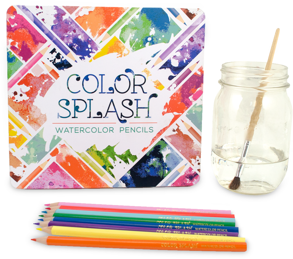 128 112 Color Splash Watercolor Pencils O V=1523814636 Clipart (1200x1200), Png Download