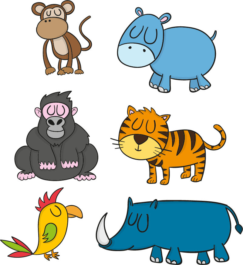 Autocolantes Pequenos Decorativos Animais A Dormir Clipart (801x875), Png Download
