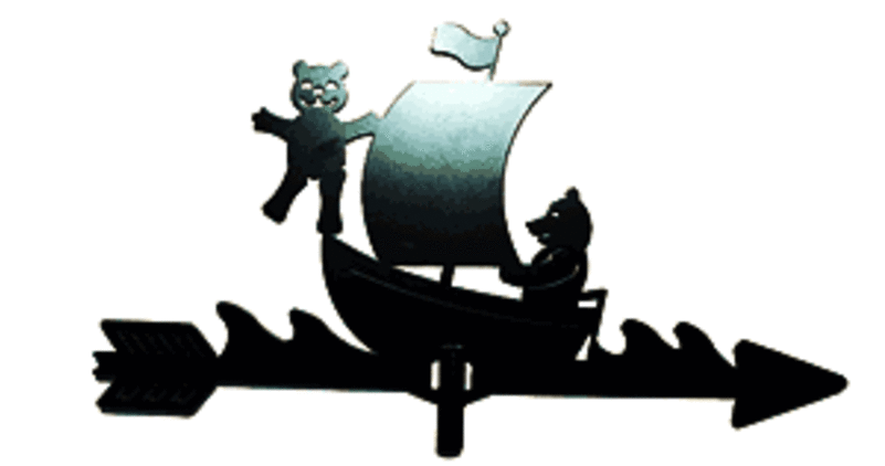 Teddies In Boat Weathervane Clipart (800x600), Png Download