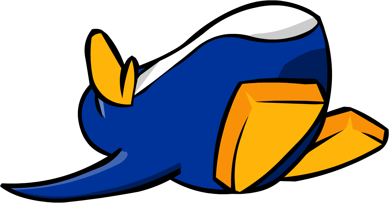 Old Blue Penguin Sleeping Clipart (1364x711), Png Download