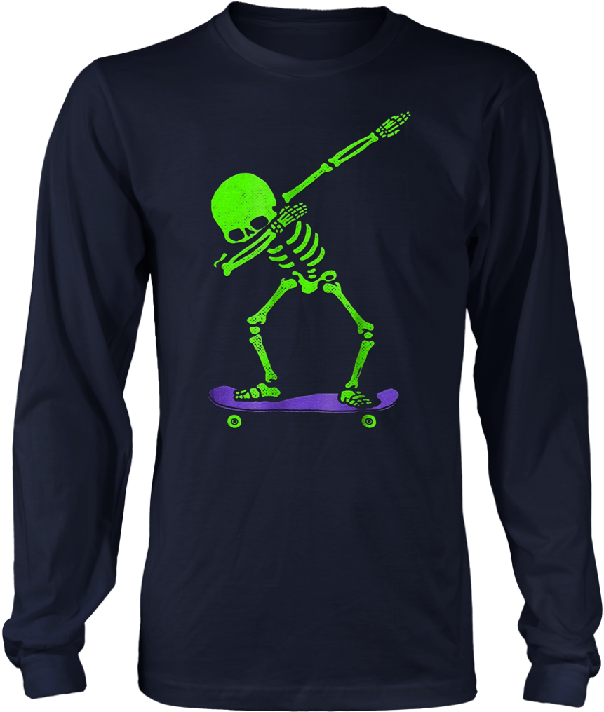 Halloween Dabbing Skeleton Skateboard T-shirt Dab Skate Clipart (1024x1024), Png Download