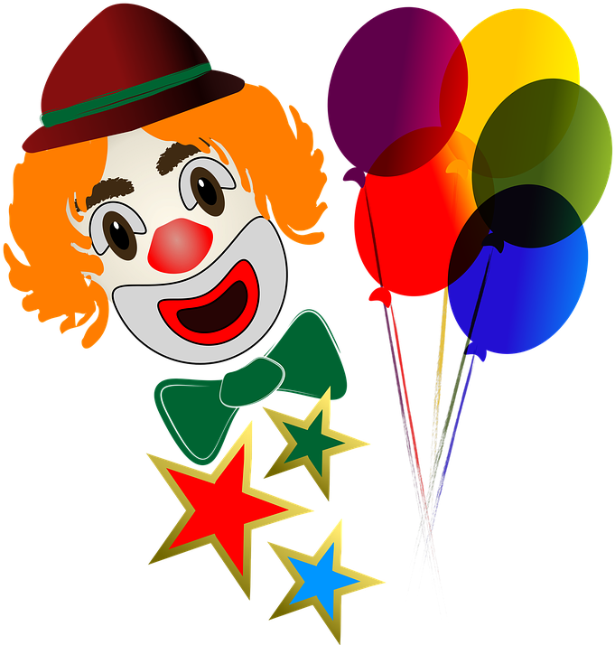 Clown Face With Balloons Clipart (720x720), Png Download