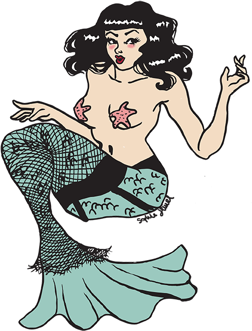 Fishnet Mermaid Sticker By Sophie Jewel Clipart (549x689), Png Download