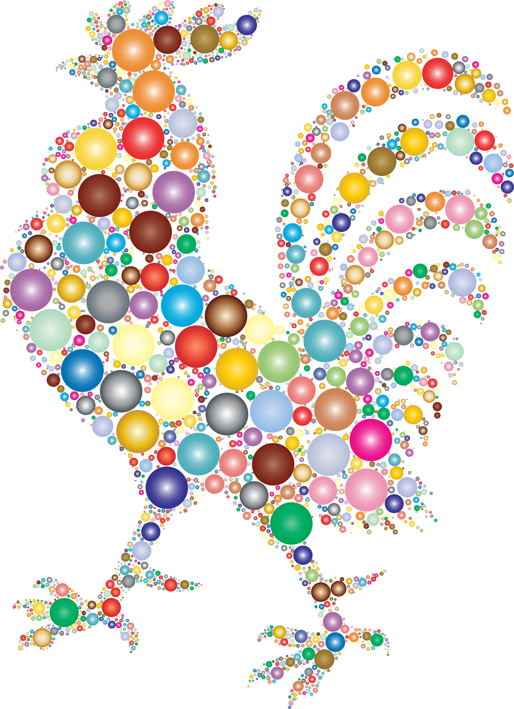 Rooster Made From Colorful Orbs Vector Clipart Image - Png Download (1666x2298), Png Download