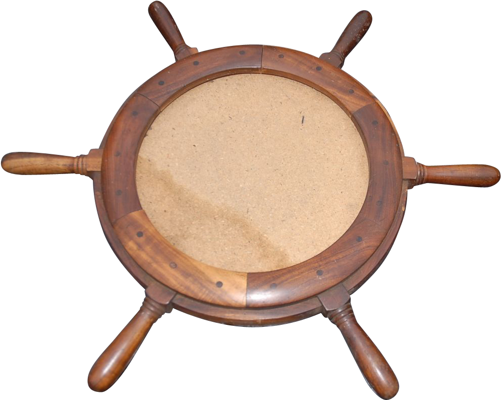 Vintage Walnut Ship Steering Wheel Mirror Or Picture Clipart (992x992), Png Download