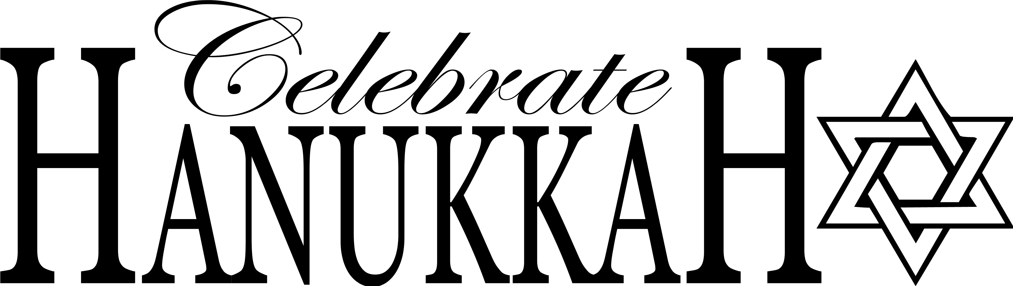 Hanukkah Clip Art Black And White - Png Download (3312x936), Png Download