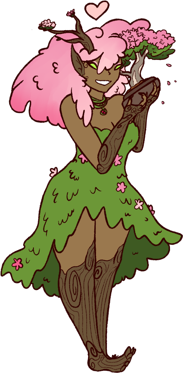 Cherry A Dryad Bonded To A Lil Bonsai Tree So She Can Clipart (1080x1350), Png Download