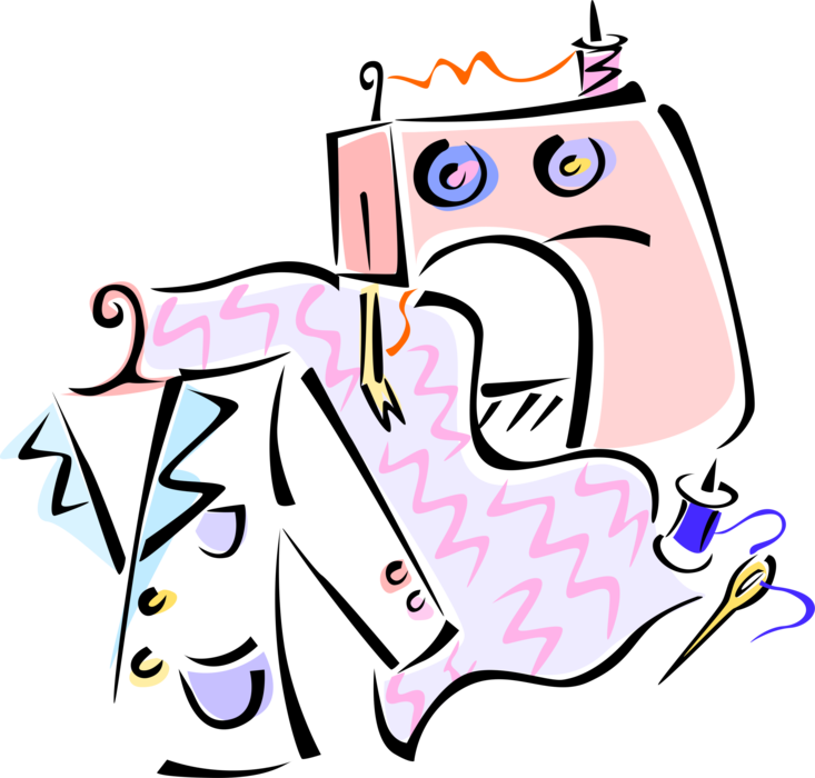 Vector Illustration Of Home Sewing Machine For Stitching Clipart Full