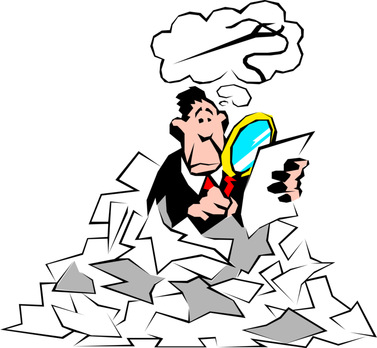 Vector Illustration Of Businessman Looking For Needle Clipart (758x700), Png Download