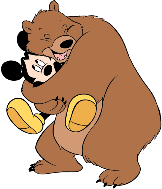 Mickey Hugged By A Bear Clipart (546x634), Png Download