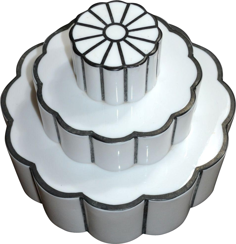 Art Deco Wedding Cake Milk Glass Light Globe Black Clipart (977x977), Png Download