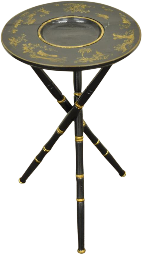 Antique Victorian English Decorated Faux Bamboo Tripod Clipart (522x932), Png Download