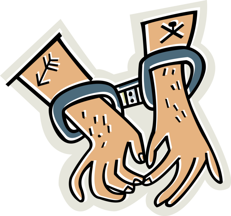 Vector Illustration Of Restraint Device Handcuffs Secure Clipart (747x700), Png Download
